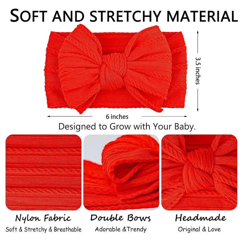 LemonSpace Store LemonSpce Handmade Halloween Thanksgiving Baby Bows for baby girls Stretchy Nylon Hair Bands Hair Accessories with Orange Headbands Bows for Newborn Baby Girls Infant Toddlers Kids Bow(Orange Black) - Image 5